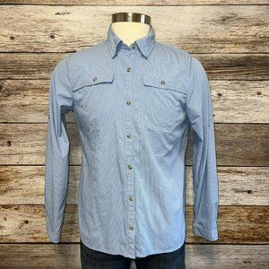 Orvis Trout Bum Vented Tech Shirt Mens Large Blue Nylon Poly Blend Lightweight